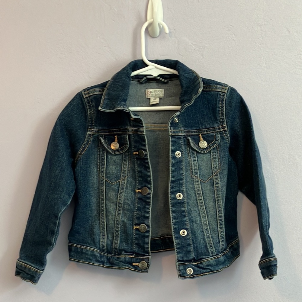 Girls 1989 place blue denim jean jacket size 4T
